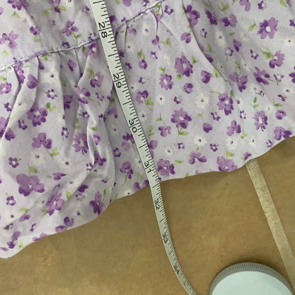 Carole Hochman Small 100% Cotton Purple Ruffle Floral Print Henley PJ Dress - Picture 7 of 7